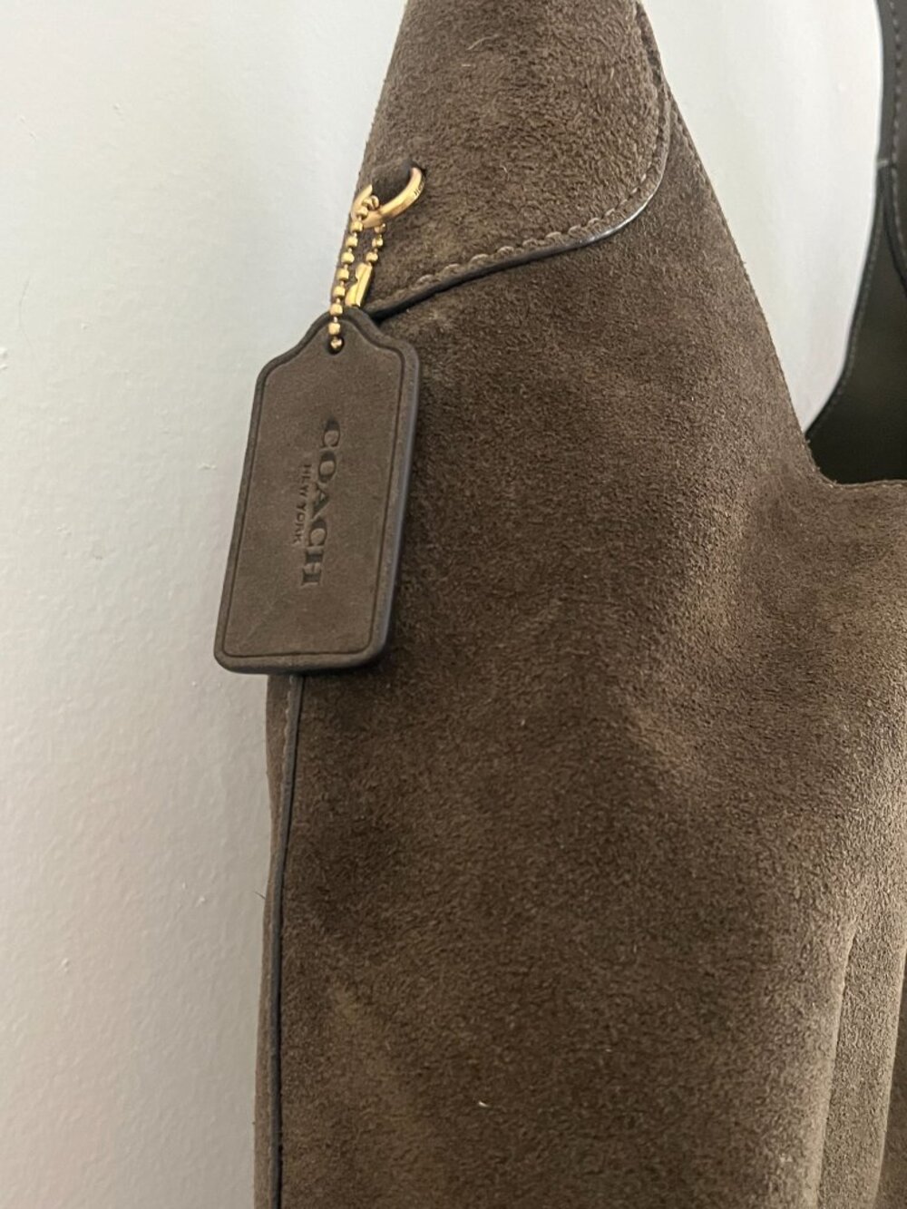 COACH Brooklyn Shoulder Bag 39 - Olive Suede Brand New - Picture 3 of 5